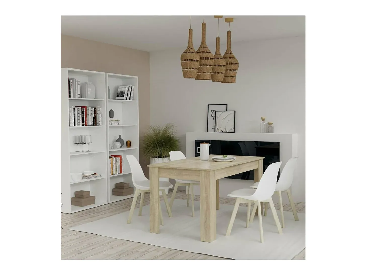 Mesa fija Kia para salón, cocina acabado roble cambrian, 77 cm(alto)140 cm(ancho)80 cm(la