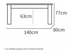 Mesa fija Kia para salón, cocina acabado blanco, 77 cm(alto)140 cm(ancho)80 cm(largo)