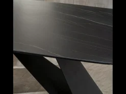 Mesa fija moderna "Loyra" en cerámica sobre cristal templado efecto mármol cm 220x110 76h