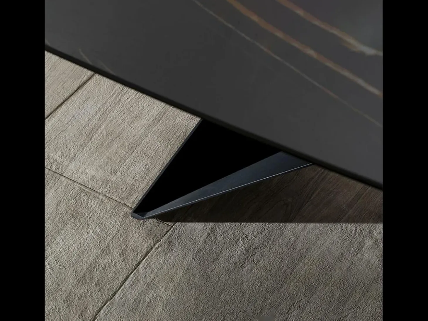 Mesa fija moderna "Loyra" en cerámica sobre cristal templado efecto mármol cm 220x110 76h