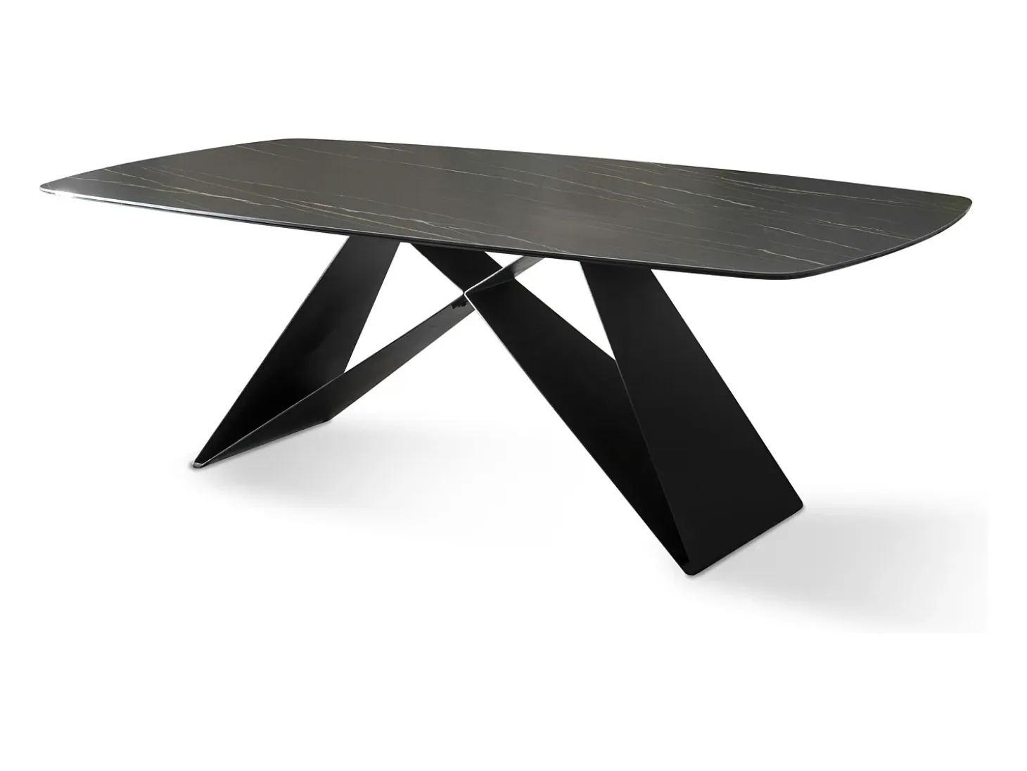 Mesa fija moderna "Loyra" en cerámica sobre cristal templado efecto mármol cm 220x110 76h