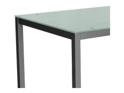 Mesa Fija para Cocina con Estructura de Acero Pintado Color Aluminio y Tapa de Cristal Templado Blanco - Medidas 110x70x75 cm