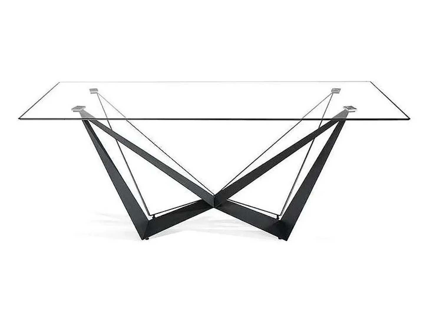 Mesa fija rectangular de vidrio templado Angela, 200 x 100 x 76 cm (ancho x ancho x alto)
