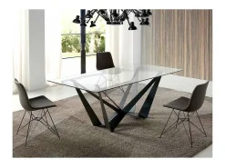 Mesa fija rectangular de vidrio templado Angela, 200 x 100 x 76 cm (ancho x ancho x alto)