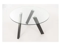 Mesa fija Rondò en cristal templado y patas antracita