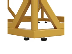 Mesa hexagonal de diseño, tablero de mármol, MDF y metal, color dorado (110,2x95,4x75,5cm)