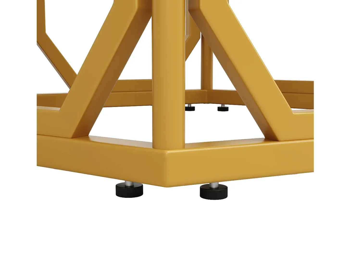 Mesa hexagonal de diseño, tablero de mármol, MDF y metal, color dorado (110,2x95,4x75,5cm)