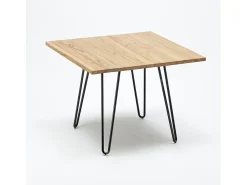 Mesa industrial de metal acero y madera 80x80 bar y casa Hammer - Beige
