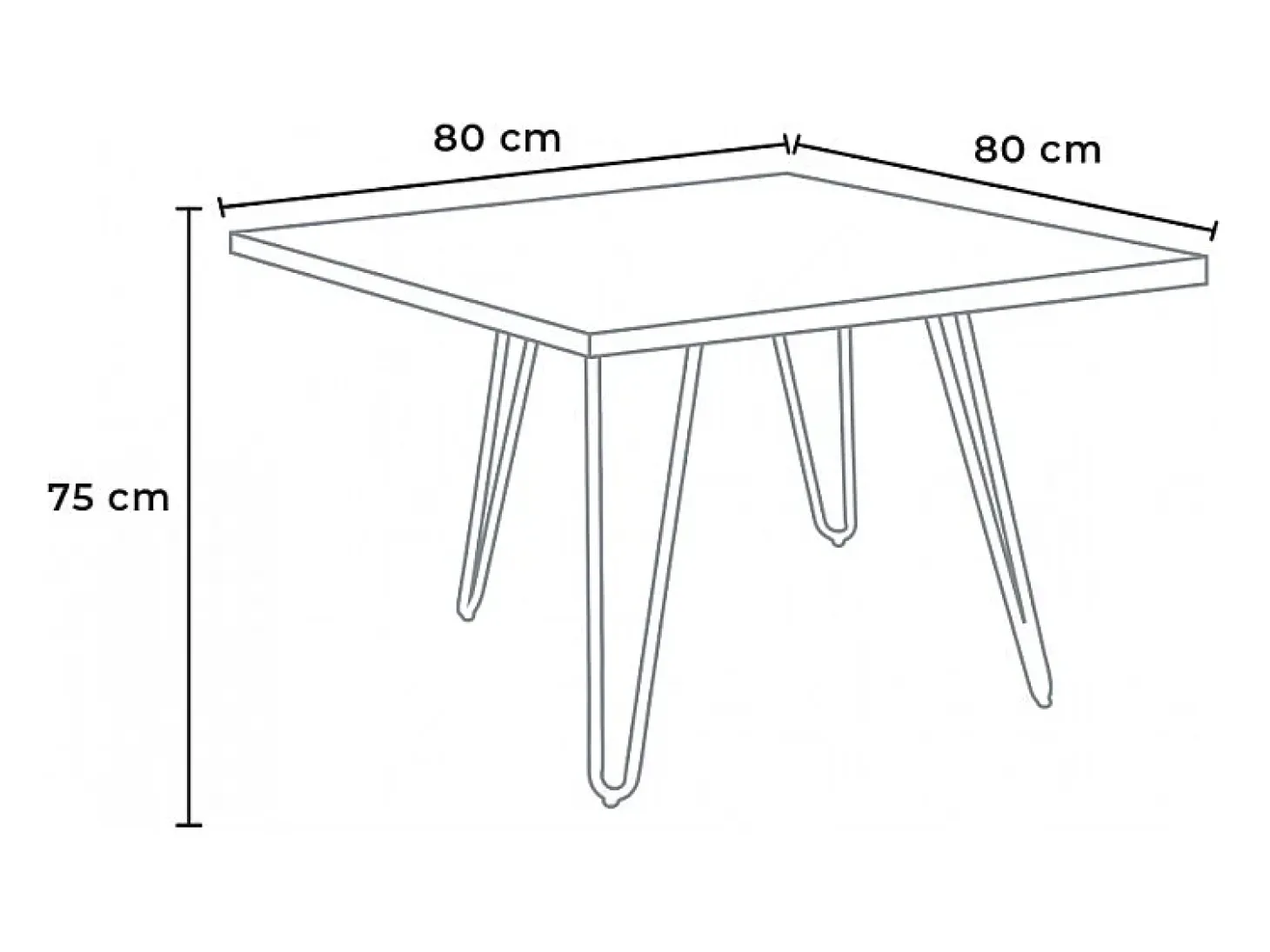 Mesa industrial de metal acero y madera 80x80 bar y casa Hammer - Beige