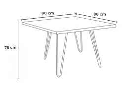 Mesa industrial de metal acero y madera 80x80 bar y casa Hammer - Nogal