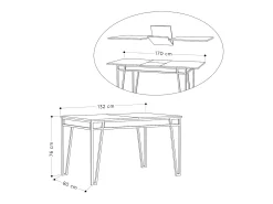 Mesa Kailua 2006, Antracita, 76x74x132cm, Alargamiento, Aglomerado laminado, Metal