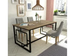 Mesa Kailua 1341, Negro|Nogal, 76x90x160cm, Aglomerado laminado, Metal