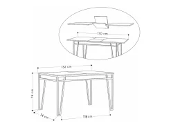 Mesa Kailua 2006, Roble, 76x74x132cm, Alargamiento, Aglomerado laminado, Metal