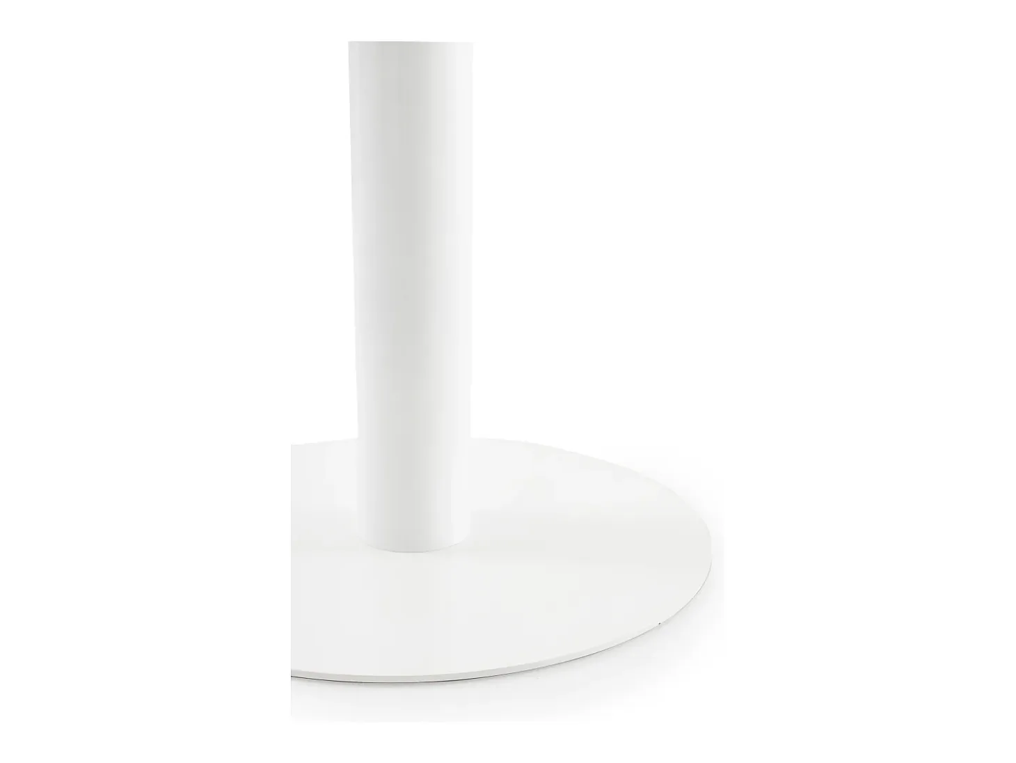 Mesa melamina blanca 100 diametro, pie central metálico blanco