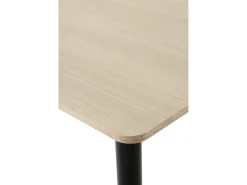 Mesa melamina fresno 70x70, pie central metálico negro