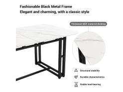 Mesa moderna 140x80 cm, diseño elegante, patas de metal negro para comedor y cocina