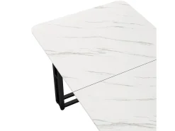 Mesa moderna 140x80 cm, diseño elegante, patas de metal negro para comedor y cocina