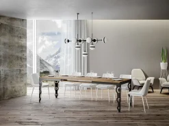 Mesa oriental extensible rectangular para 6 a 20 personas L 160 a 420 cm madera clara y estructura de metal antracita Zakary