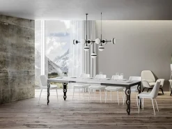 Mesa oriental extensible rectangular para 6 a 10 personas L 120 a 224 cm estructura de metal blanco y antracita Zakary