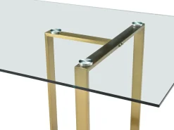 Mesa para 6 en cristal templado y acero inoxidable - Transparente y dorado - NILESA II