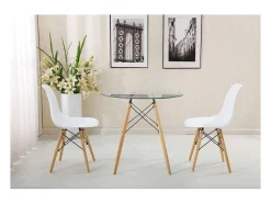 Mesa para cocina, comedor Md-Velez redonda acabado blanco, 80cm(ancho) 74cm(altura) 80cm(f