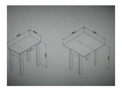 Mesa para cocina, comedor abatible 1 cajón Md-Bety acabado blanco/gris, 80cm(ancho) 75cm(
