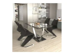 Mesa para cocina, comedor fija Md-Ubrique acabado negro, 140cm(ancho) 75cm(altura) 90cm(fo