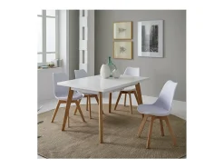 Mesa para cocina, comedor Md-Capileira extensible acabado blanco, 140/180cm(ancho) 75cm(al