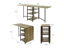 Mesa Plegable de Almacenaje con 3 Estantes para Comedor Salón Mesa Auxiliar Escritorio Madera Ahorra Espacio FWT62-N SoBuy ES