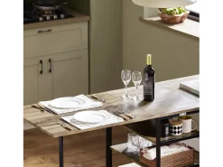 Mesa Plegable de Almacenaje con 3 Estantes para Comedor Salón Mesa Auxiliar Escritorio Madera Ahorra Espacio FWT62-N SoBuy ES