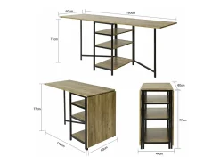 Mesa Plegable de Almacenaje con 3 Estantes para Comedor Salón Mesa Auxiliar Escritorio Madera Ahorra Espacio FWT62-N SoBuy ES