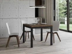 Mesa plegable pequeña cuadrada 90x90/180 cm Dova-Color Marrón