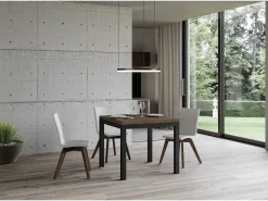 Mesa plegable pequeña cuadrada 90x90/180 cm Dova-Color Marrón
