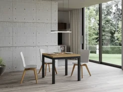 Mesa plegable pequeña cuadrada 90x90/180 cm Dova-Color Natural