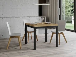 Mesa plegable pequeña cuadrada 90x90/180 cm Dova-Color Natural