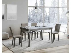 Mesa rectangular 130 cm gris cemento y patas metal antracita Konta