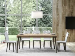 Mesa rectangular 160 cm roble claro y patas metal antracita Konta