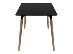 Mesa rectangular de 120 cm en negro brillante con patas de madera natural Welly