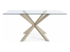 Mesa rectangular de cristal con pata natural 160X90 cm - MAYO