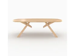 Mesa rectangular de madera maciza de hevea clara 8 personas - Merlin