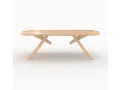 Mesa rectangular de madera maciza de hevea clara 8 personas - Merlin
