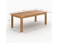 Mesa rectangular de madera de teca reciclada 200 cm 8 personas - Mémo