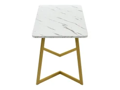 Mesa rectangular de 117x68 cm con 4 sillas, MDF, patas de metal dorado, diseño moderno con efecto mármol (117x68x75 cm)