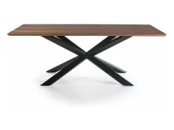 Mesa rectangular en chapa de nogal Nerea, 200 x 100 x 76 cm (largo x ancho x alto)