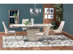 Mesa rectangular extensible Riviera champán mate y acero