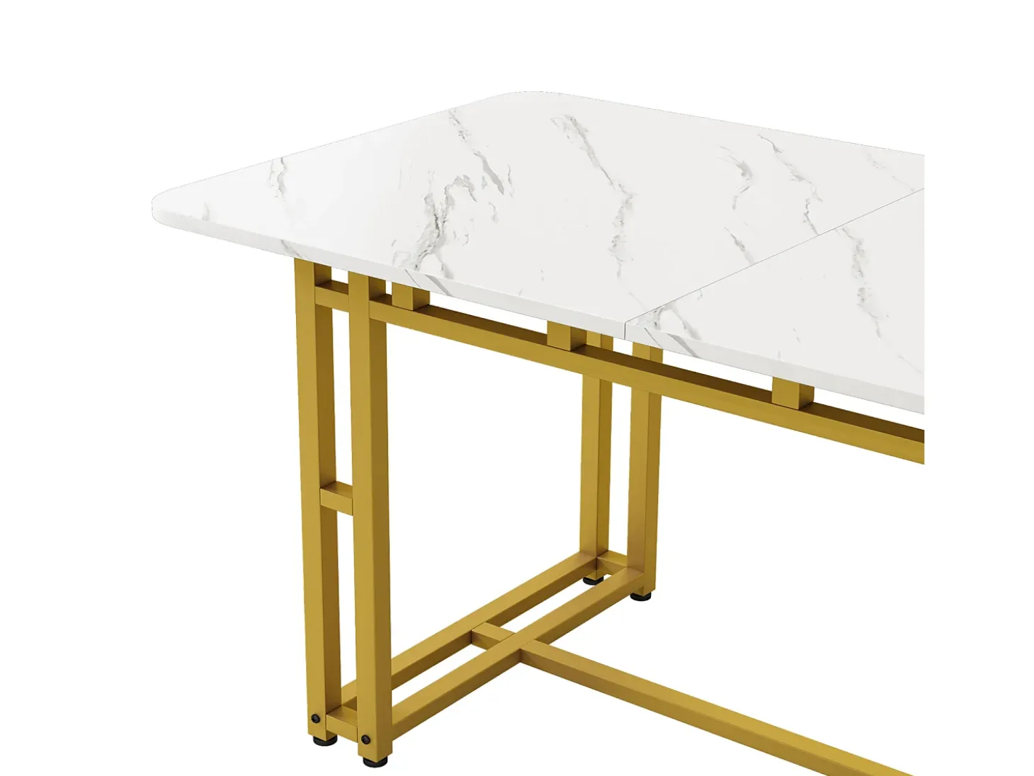 Mesa rectangular 120x70 cm, metal dorado, mesa moderna para comedor y cocina, patas de metal