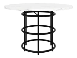 Mesa redonda - Marco redondo de metal - acabado con diseño de mármol - Para 2 a 6 personas - Blanco y Negro