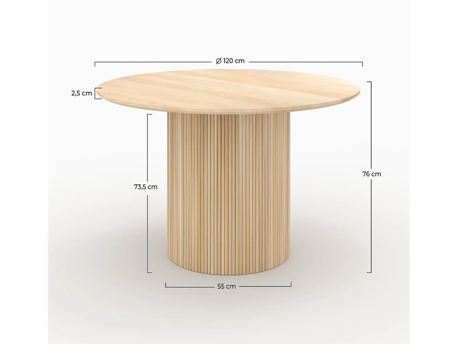 Mesa redonda 4 personas de madera de mango D120 cm - Agathe