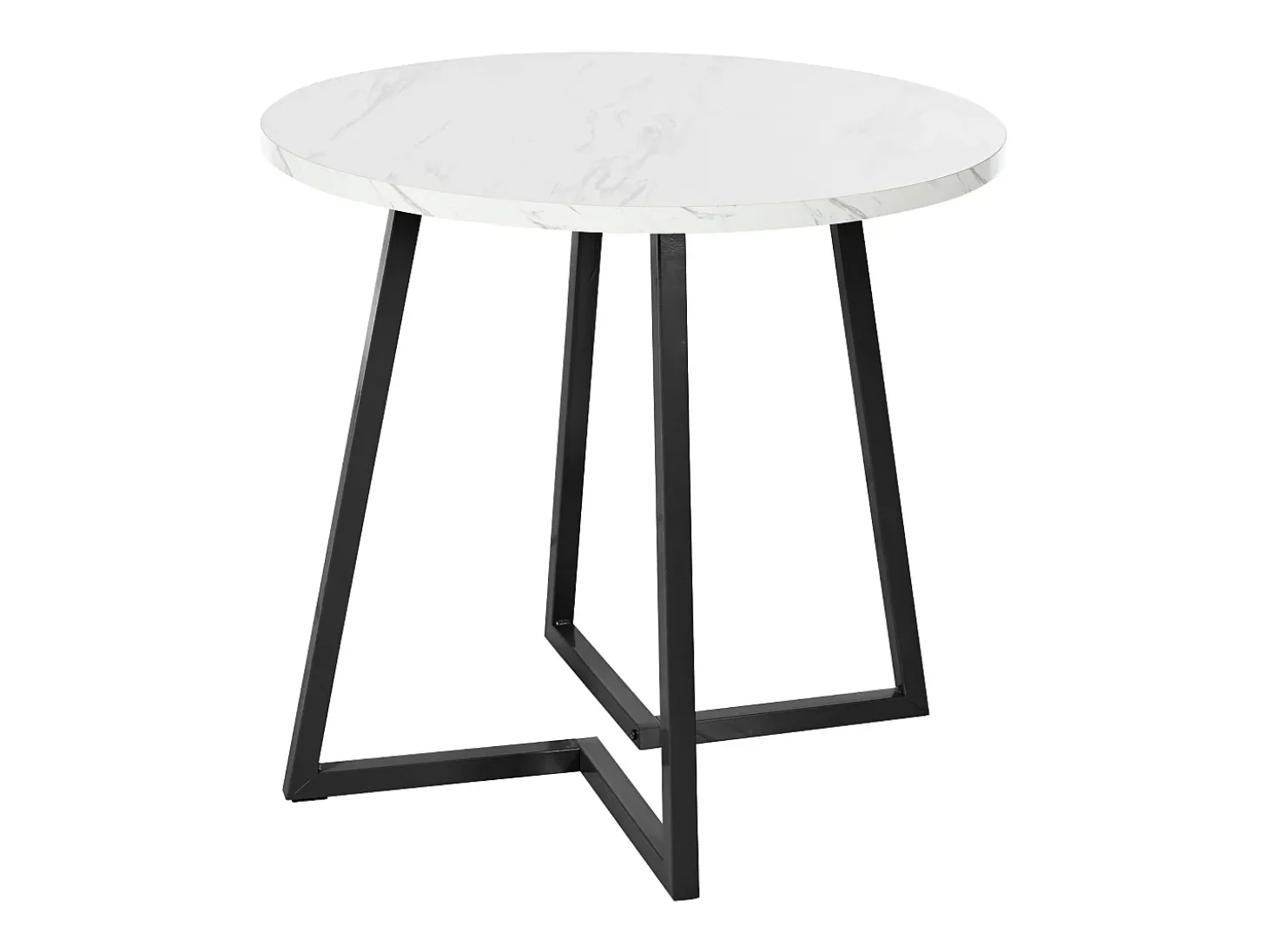 Mesa redonda, 1 pieza, mármol blanco, estructura de metal negro, ideal para cocina y salón.