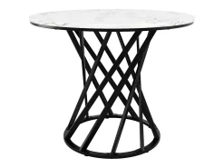 Mesa redonda con patas de metal negro, MDF efecto mármol, 100 cm de diámetro, para 4 personas (100 x 100 x 76 cm)